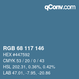 颜色代码: RGB 68 117 146 | qconv.com
