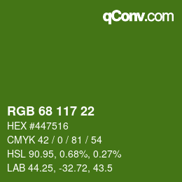 カラーコード: RGB 68 117 22 | qconv.com