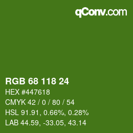 Color code: RGB 68 118 24 | qconv.com