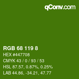 Color code: RGB 68 119 8 | qconv.com