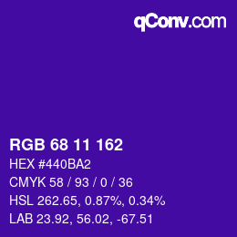 Color code: RGB 68 11 162 | qconv.com
