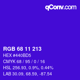 Color code: RGB 68 11 213 | qconv.com