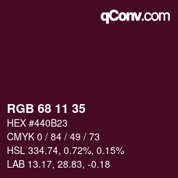 Color code: RGB 68 11 35 | qconv.com