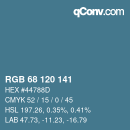 颜色代码: RGB 68 120 141 | qconv.com