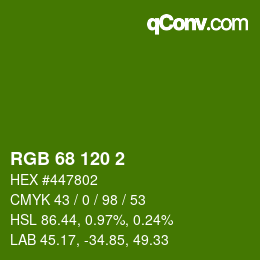 颜色代码: RGB 68 120 2 | qconv.com