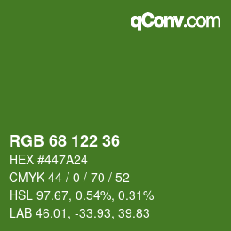 カラーコード: RGB 68 122 36 | qconv.com