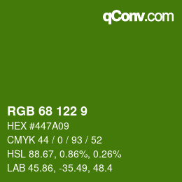 カラーコード: RGB 68 122 9 | qconv.com