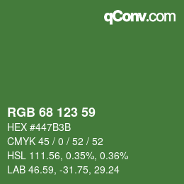 Código de color: RGB 68 123 59 | qconv.com