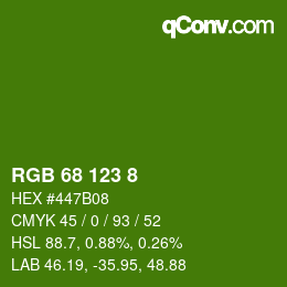 カラーコード: RGB 68 123 8 | qconv.com