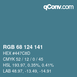 Color code: RGB 68 124 141 | qconv.com