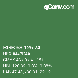 カラーコード: RGB 68 125 74 | qconv.com