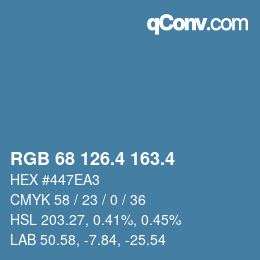 カラーコード: RGB 68 126.4 163.4 | qconv.com