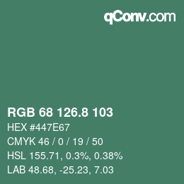 カラーコード: RGB 68 126.8 103 | qconv.com