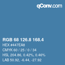 カラーコード: RGB 68 126.8 168.4 | qconv.com