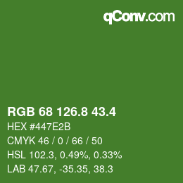 カラーコード: RGB 68 126.8 43.4 | qconv.com