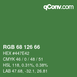 カラーコード: RGB 68 126 66 | qconv.com
