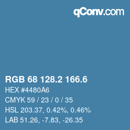 カラーコード: RGB 68 128.2 166.6 | qconv.com