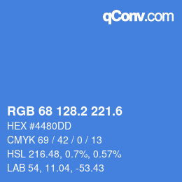 カラーコード: RGB 68 128.2 221.6 | qconv.com