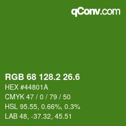 カラーコード: RGB 68 128.2 26.6 | qconv.com