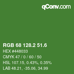 カラーコード: RGB 68 128.2 51.6 | qconv.com