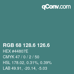 カラーコード: RGB 68 128.6 126.6 | qconv.com