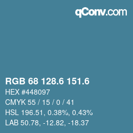 カラーコード: RGB 68 128.6 151.6 | qconv.com