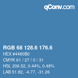 カラーコード: RGB 68 128.6 176.6 | qconv.com