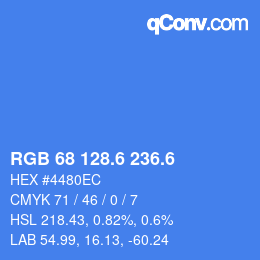 カラーコード: RGB 68 128.6 236.6 | qconv.com