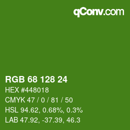 Color code: RGB 68 128 24 | qconv.com