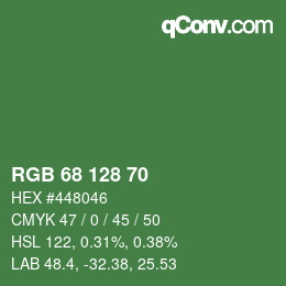 カラーコード: RGB 68 128 70 | qconv.com