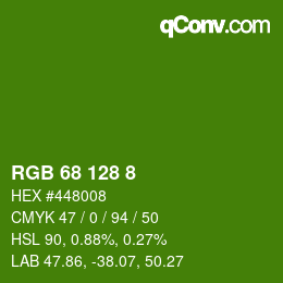 Color code: RGB 68 128 8 | qconv.com