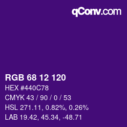 カラーコード: RGB 68 12 120 | qconv.com