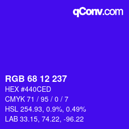 Color code: RGB 68 12 237 | qconv.com