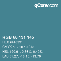 颜色代码: RGB 68 131 145 | qconv.com