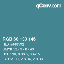 Farbcode: RGB 68 133 146 | qconv.com