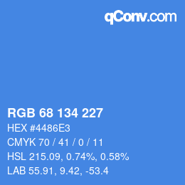 Color code: RGB 68 134 227 | qconv.com