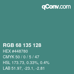 Color code: RGB 68 135 128 | qconv.com