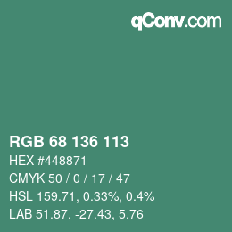 Color code: RGB 68 136 113 | qconv.com