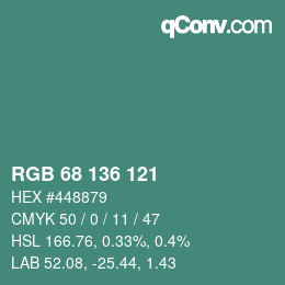 Color code: RGB 68 136 121 | qconv.com