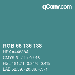 Código de color: RGB 68 136 138 | qconv.com