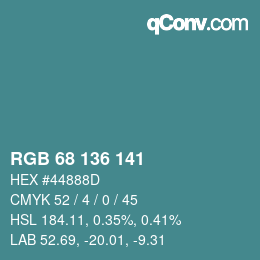 Color code: RGB 68 136 141 | qconv.com