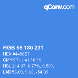 カラーコード: RGB 68 136 231 | qconv.com