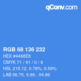 Color code: RGB 68 136 232 | qconv.com