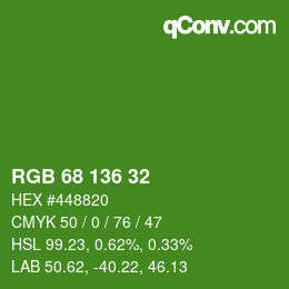 Color code: RGB 68 136 32 | qconv.com