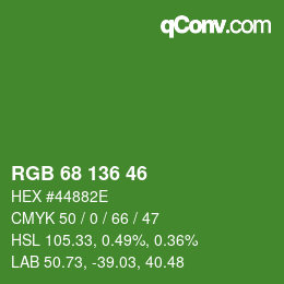 Color code: RGB 68 136 46 | qconv.com