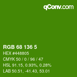 Color code: RGB 68 136 5 | qconv.com
