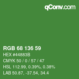 Color code: RGB 68 136 59 | qconv.com