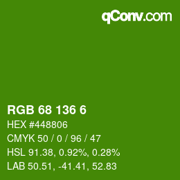 Color code: RGB 68 136 6 | qconv.com
