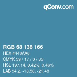カラーコード: RGB 68 138 166 | qconv.com