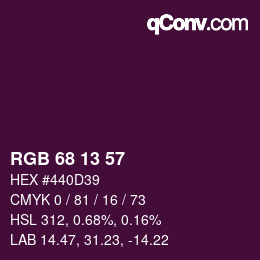 Color code: RGB 68 13 57 | qconv.com
